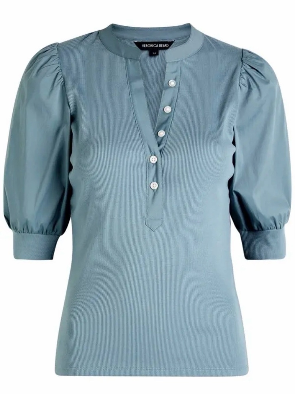Veronica Beard Coralee Ribbed Stretch Cotton Top